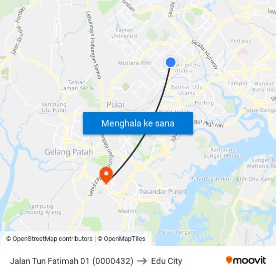 Jalan Tun Fatimah 01 (0000432) to Edu City map