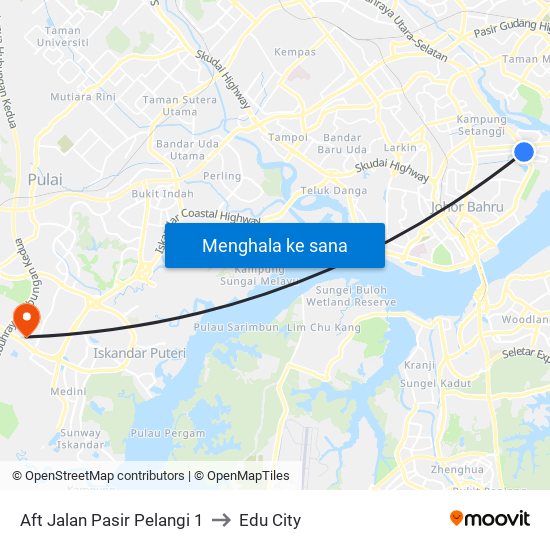 Aft Jalan Pasir Pelangi 1 to Edu City map