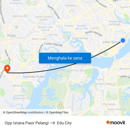 Opp Istana Pasir Pelangi to Edu City map