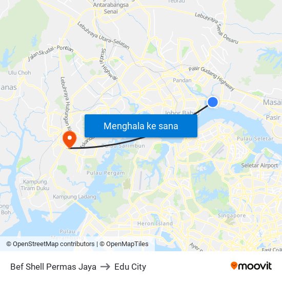 Bef Shell Permas Jaya to Edu City map