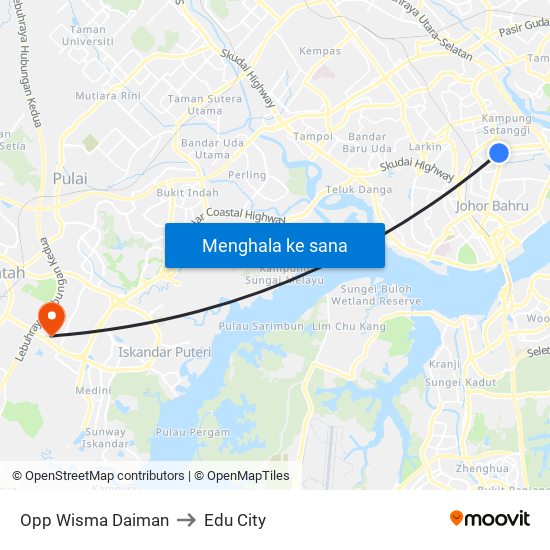 Opp Taman Sentosa to Edu City map