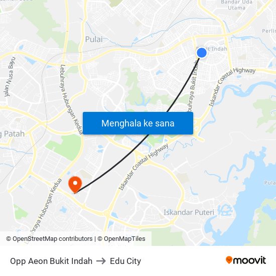 Opp Aeon Bukit Indah to Edu City map