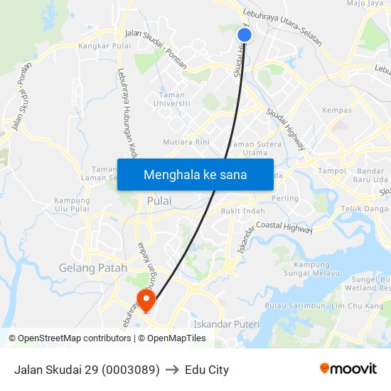 Jalan Skudai 29 (0003089) to Edu City map