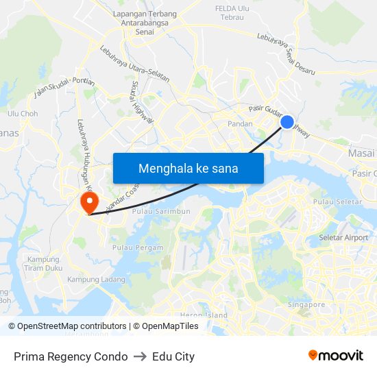 Prima Regency Condo to Edu City map