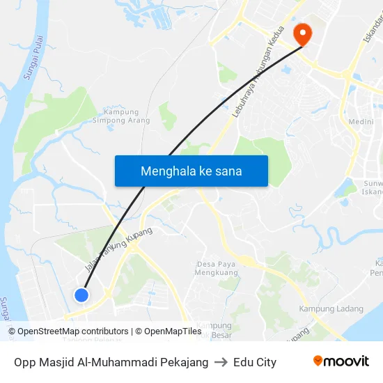 Opp Masjid Al-Muhammadi Pekajang to Edu City map