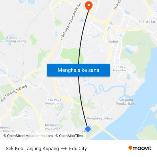 Sek Keb Tanjung Kupang to Edu City map