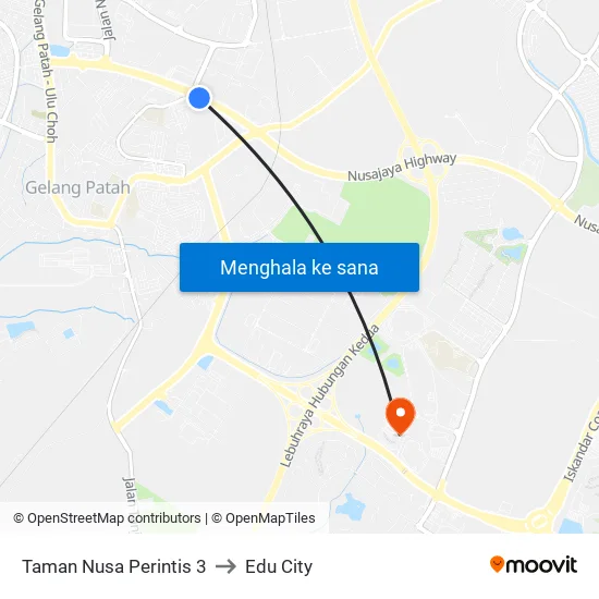 Taman Nusa Perintis 3 to Edu City map