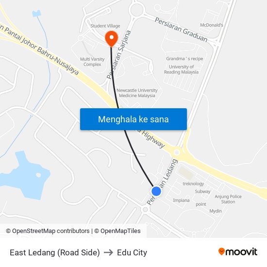 East Ledang (Road Side) to Edu City map