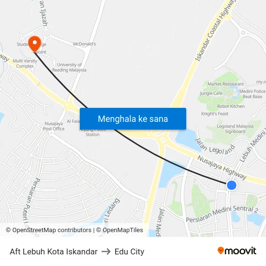 Aft Lebuh Kota Iskandar to Edu City map