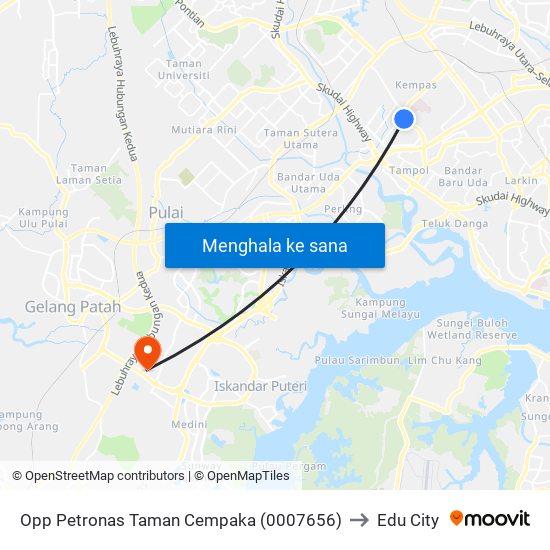 Opp Petronas Taman Cempaka (0007656) to Edu City map