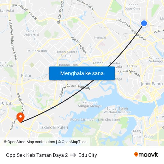 Opp Sek Keb Taman Daya 2 to Edu City map