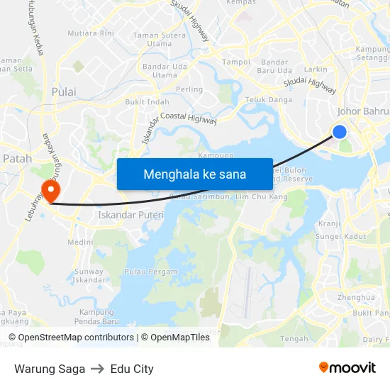 Warung Saga to Edu City map
