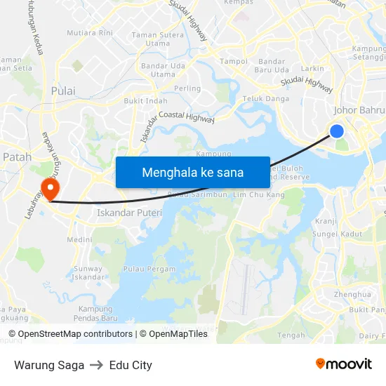 Warung Saga to Edu City map