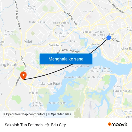Sekolah Tun Fatimah to Edu City map