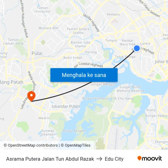 Asrama Putera Jalan Tun Abdul Razak to Edu City map