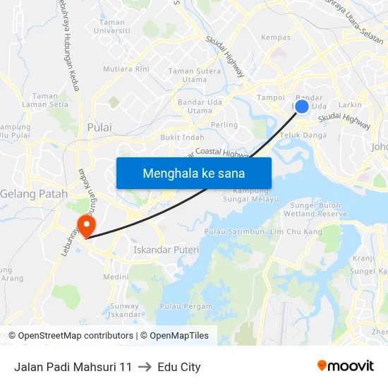 Jalan Padi Mahsuri 11 to Edu City map