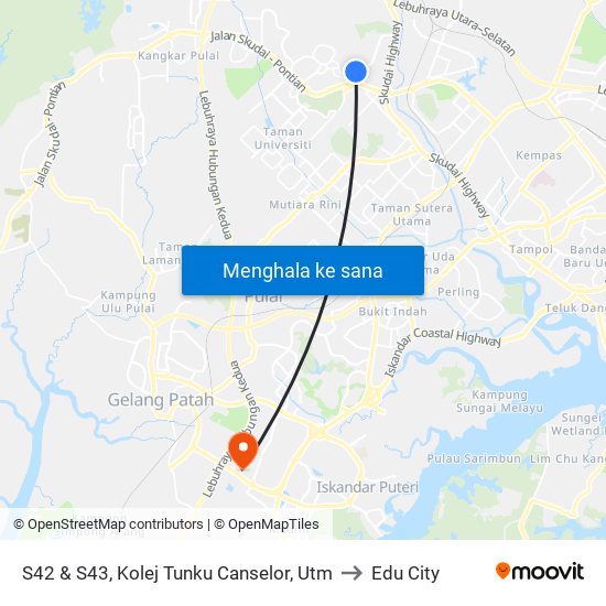 S42 & S43, Kolej Tunku Canselor, Utm to Edu City map