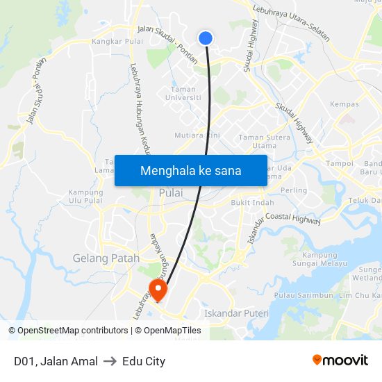 D01, Jalan Amal to Edu City map