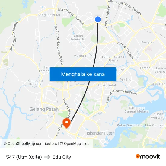 S47 (Utm Xcite) to Edu City map