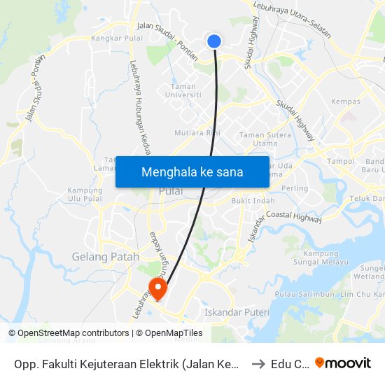 Opp. Fakulti Kejuteraan Elektrik (Jalan Kempas 1) to Edu City map