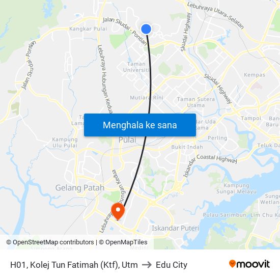 H01, Kolej Tun Fatimah (Ktf), Utm to Edu City map