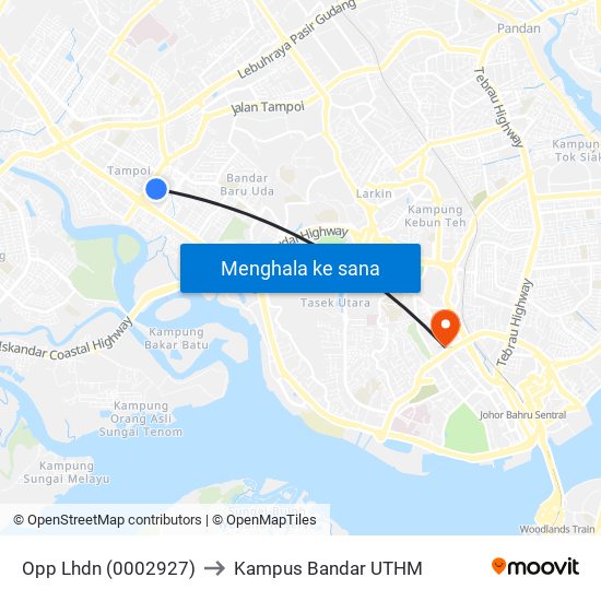 Hub Angsana to Kampus Bandar UTHM map