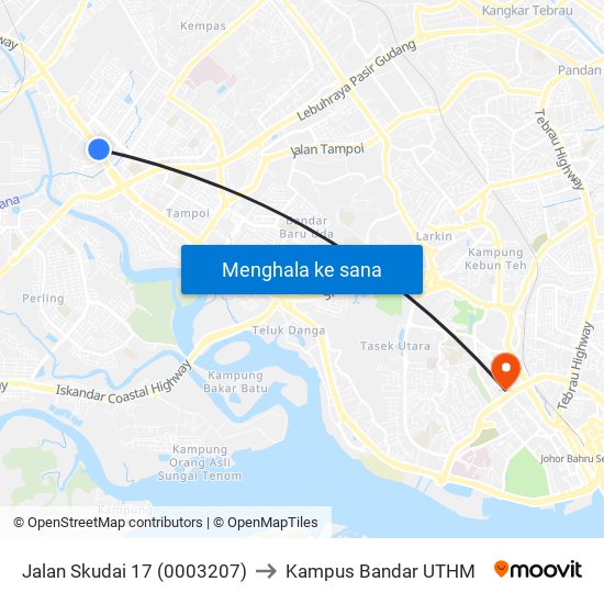 Jalan Skudai 17 (0003207) to Kampus Bandar UTHM map