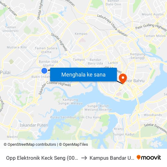 Opp Elektronik Keck Seng (0007821) to Kampus Bandar UTHM map