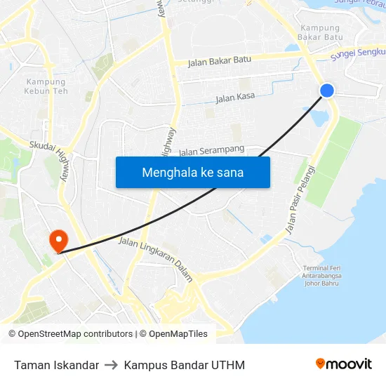 Taman Iskandar to Kampus Bandar UTHM map