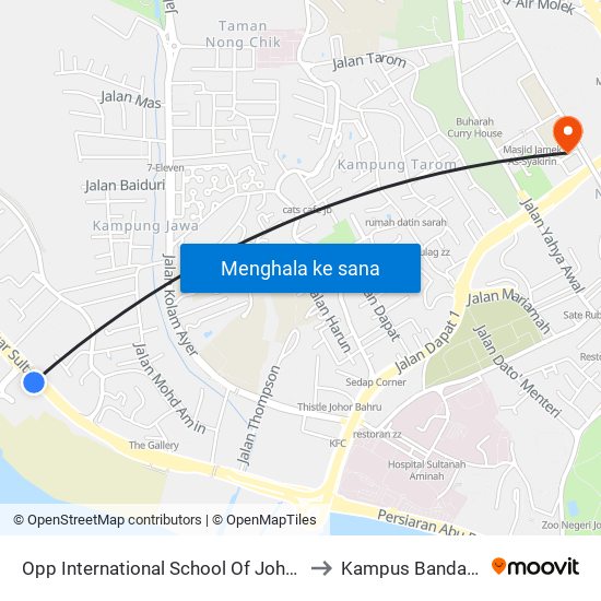 Opp International School Of Johor (0003188) to Kampus Bandar UTHM map