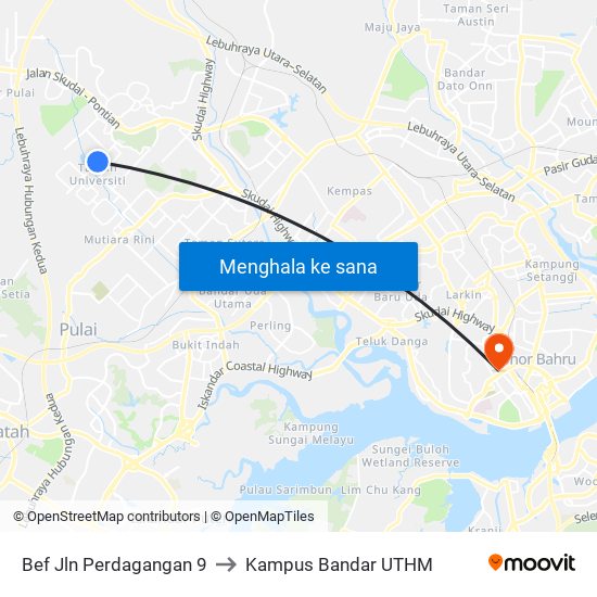 Opp Perpustakaan Awam Taman Universiti to Kampus Bandar UTHM map