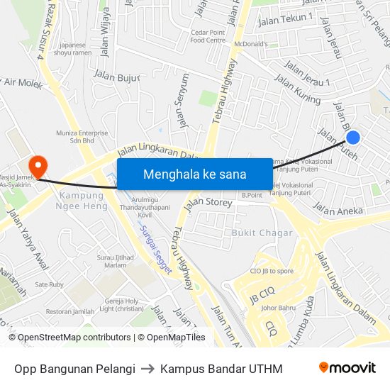 Opp Bangunan Pelangi to Kampus Bandar UTHM map