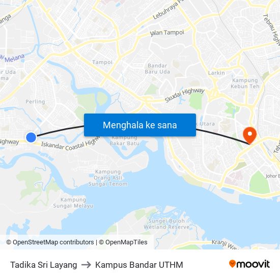 Tadika Sri Layang to Kampus Bandar UTHM map