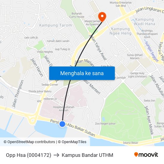 Opp Hsa (0004172) to Kampus Bandar UTHM map