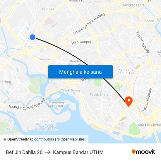 Bef Jln Dahlia 20 to Kampus Bandar UTHM map