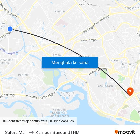 Sutera Mall Main Entrance to Kampus Bandar UTHM map