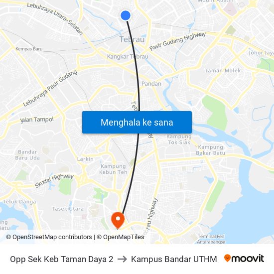 Opp Sek Keb Taman Daya 2 to Kampus Bandar UTHM map