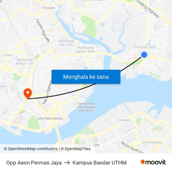 Opp Aeon Permas Jaya to Kampus Bandar UTHM map