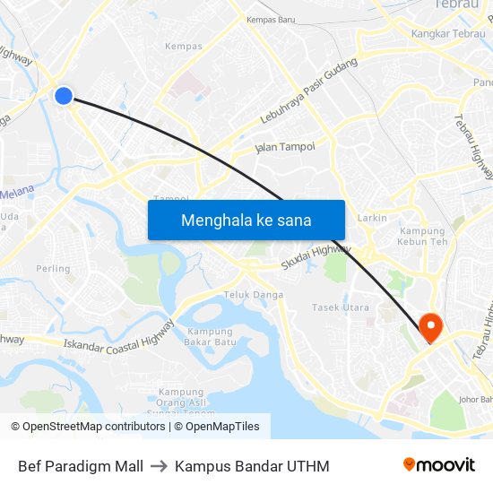 Aft Jalan Kempas Lama to Kampus Bandar UTHM map