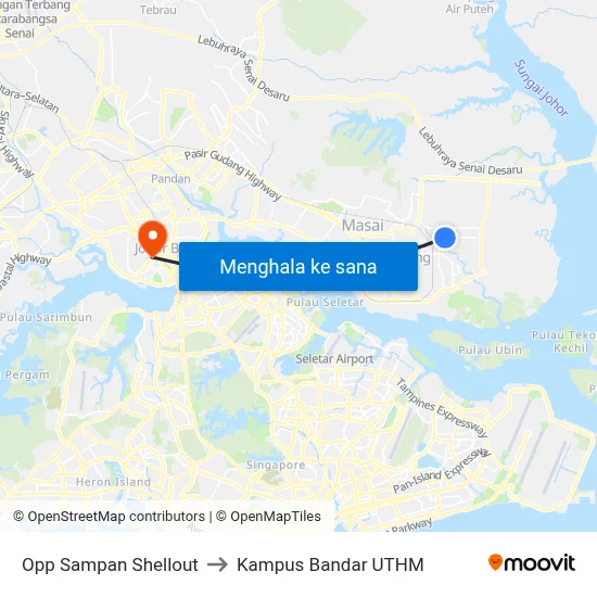 Opp Sampan Shellout to Kampus Bandar UTHM map