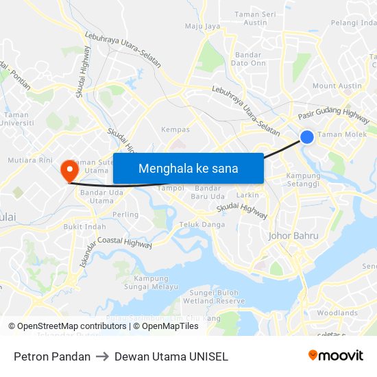 Petron Pandan to Dewan Utama UNISEL map