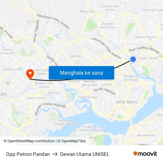 Opp Petron Pandan to Dewan Utama UNISEL map