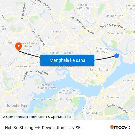 Hub Sri Stulang to Dewan Utama UNISEL map