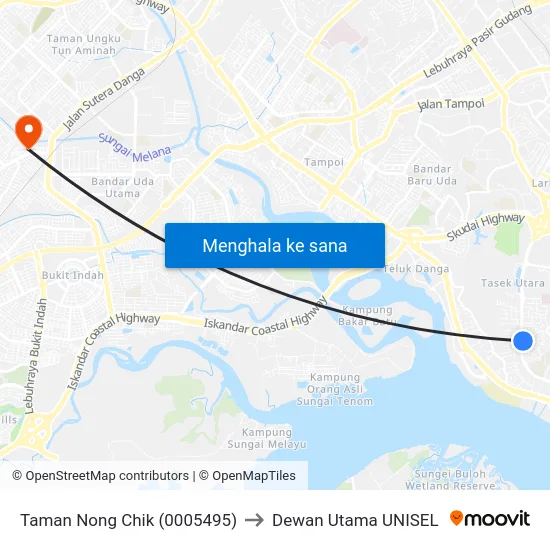 Taman Nong Chik (0005495) to Dewan Utama UNISEL map