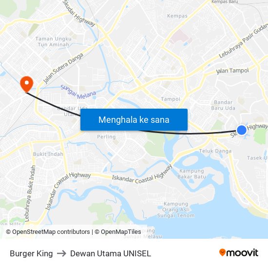 Burger King to Dewan Utama UNISEL map