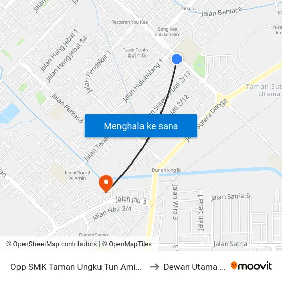 Opp SMK Taman Ungku Tun Aminah (0007602) to Dewan Utama UNISEL map