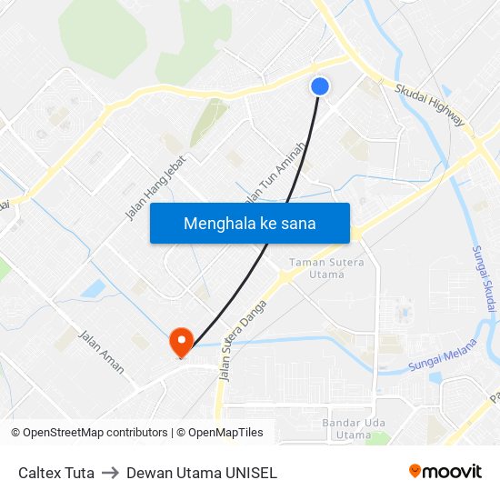 Caltex Tuta to Dewan Utama UNISEL map