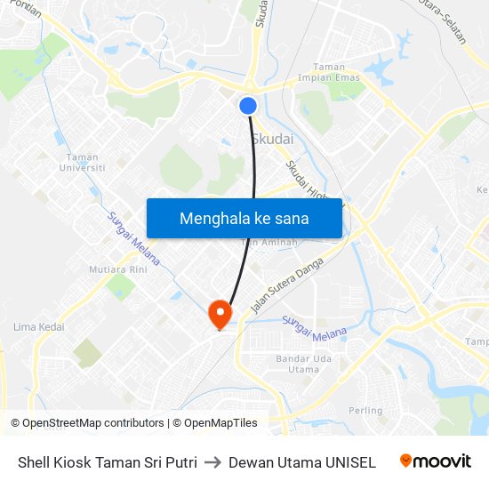 Shell Kiosk Taman Sri Putri to Dewan Utama UNISEL map