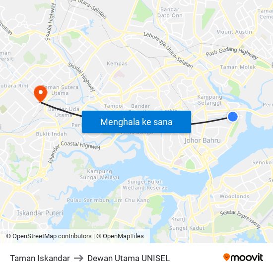 Taman Iskandar to Dewan Utama UNISEL map