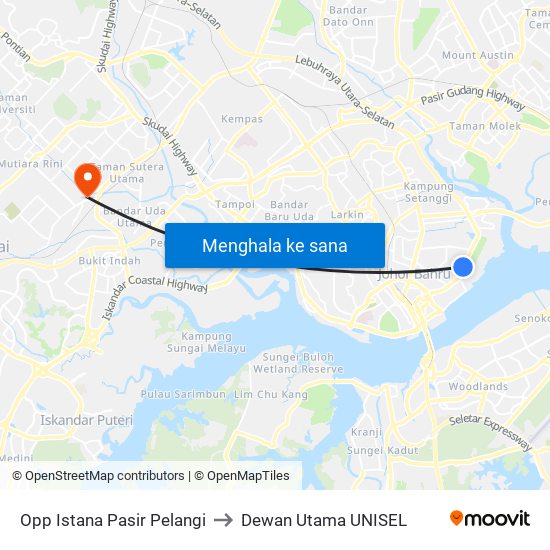 Opp Istana Pasir Pelangi to Dewan Utama UNISEL map